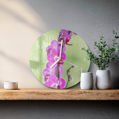 Ronde glazen klok Orchidee