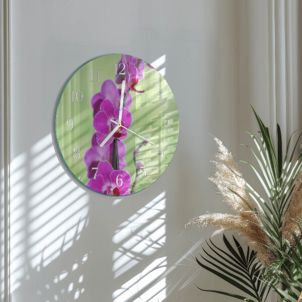 Ronde glazen klok Orchidee