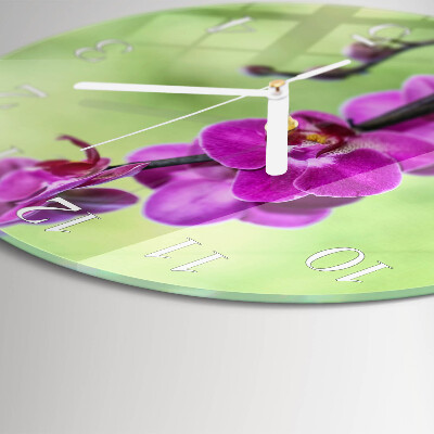 Ronde glazen klok Orchidee