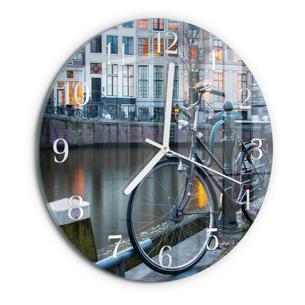 Ronde glazen klok Fiets
