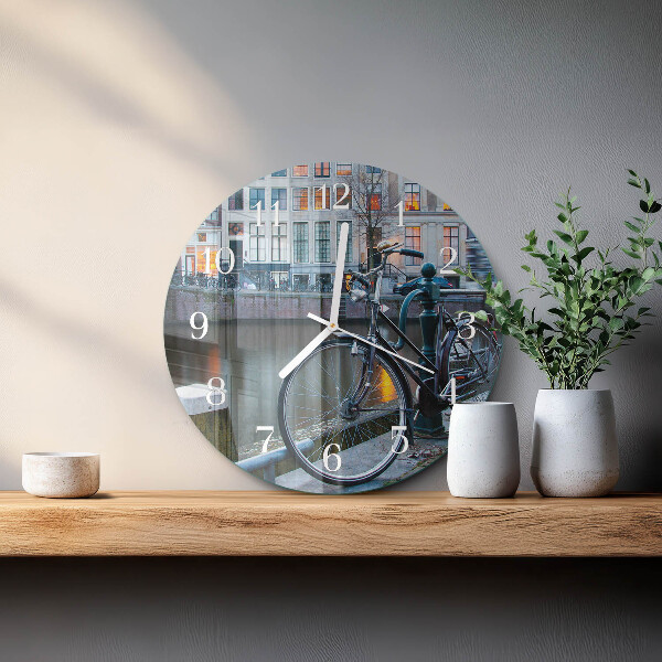 Ronde glazen klok Fiets