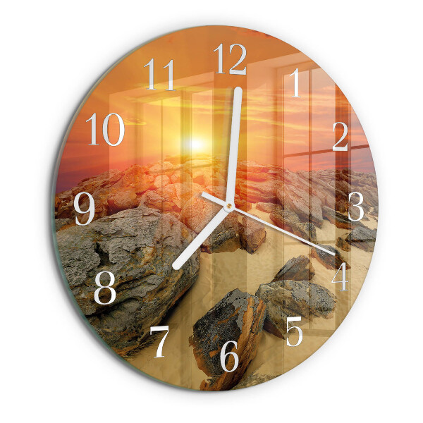 Ronde glazen klok Zonsondergang
