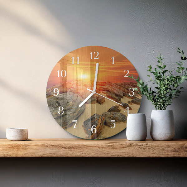 Ronde glazen klok Zonsondergang