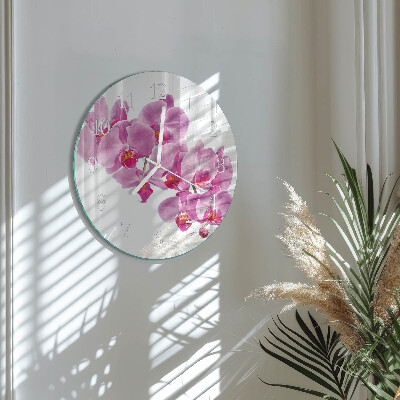 Ronde glazen klok Orchidee