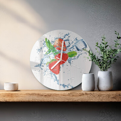 Ronde glazen klok Aardbeien