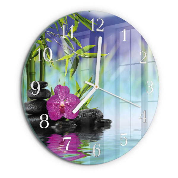 Ronde glazen klok Spa Orchid