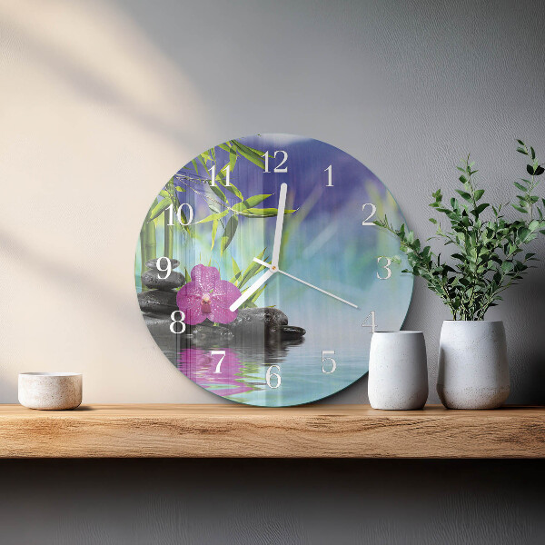 Ronde glazen klok Spa Orchid