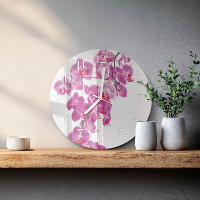 Ronde glazen klok Orchidee