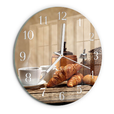 Ronde glazen klok Croissants