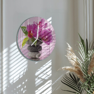 Ronde glazen klok Orchidee