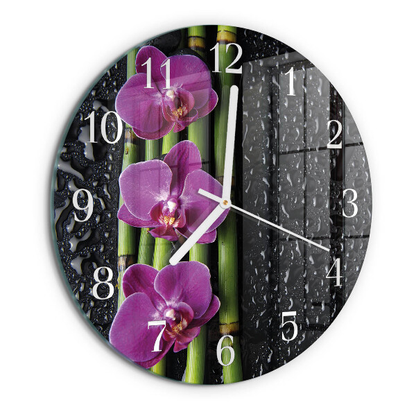 Ronde glazen klok Orchidee