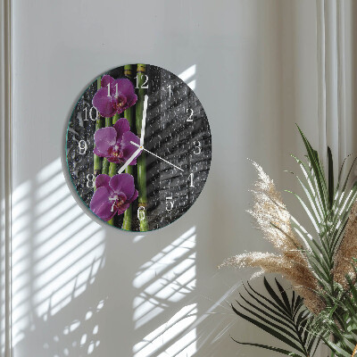 Ronde glazen klok Orchidee