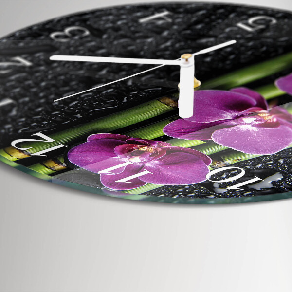 Ronde glazen klok Orchidee