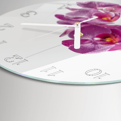 Ronde glazen klok Orchidee
