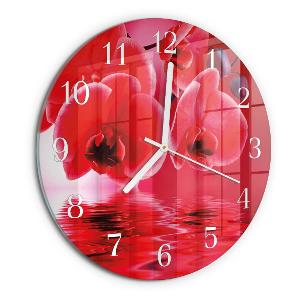 Ronde glazen klok Orchidee