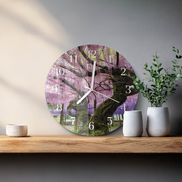 Ronde glazen klok Bomen