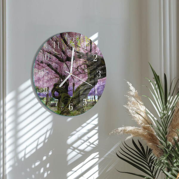 Ronde glazen klok Bomen
