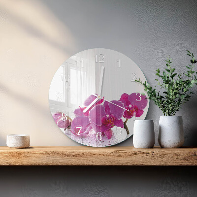 Ronde glazen klok Orchidee