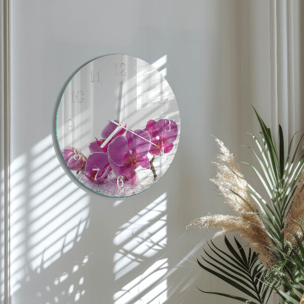 Ronde glazen klok Orchidee