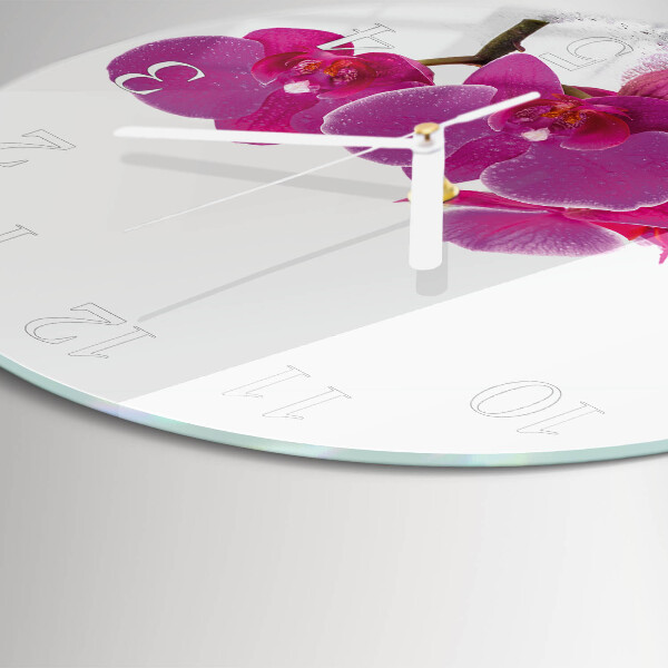 Ronde glazen klok Orchidee