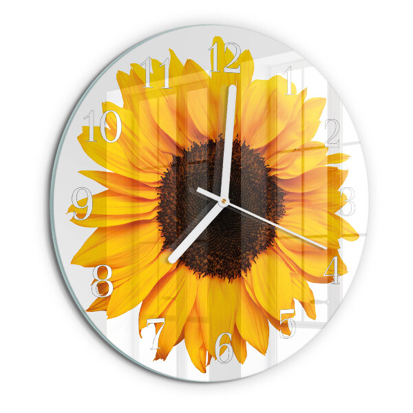 Ronde glazen klok Zonnebloem