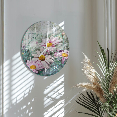 Ronde glazen klok Bloemen
