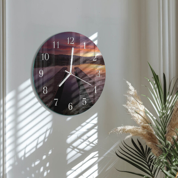 Ronde glazen klok Zonsondergang