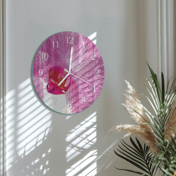 Ronde glazen klok Orchidee