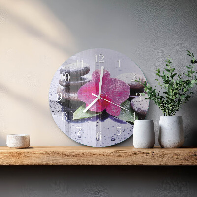 Ronde glazen klok Orchidee