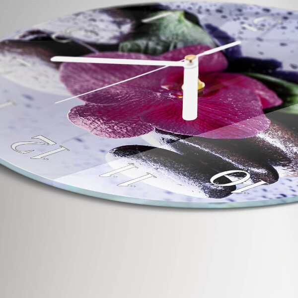 Ronde glazen klok Orchidee