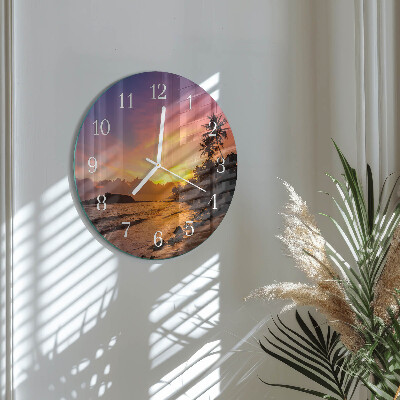 Ronde glazen klok Zonsondergang
