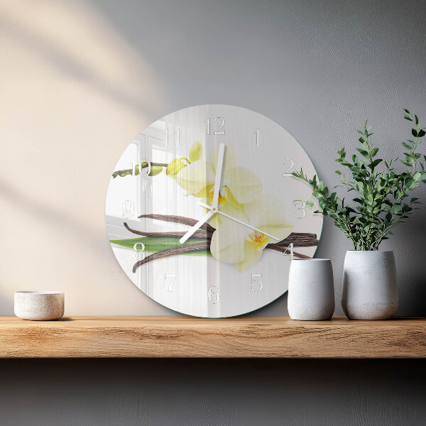 Ronde glazen klok Vanille-orchidee