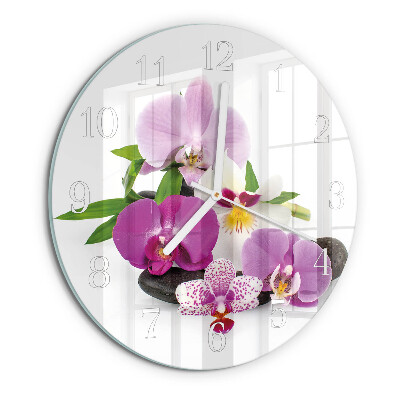 Ronde glazen klok Orchidee