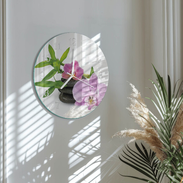 Ronde glazen klok Orchidee