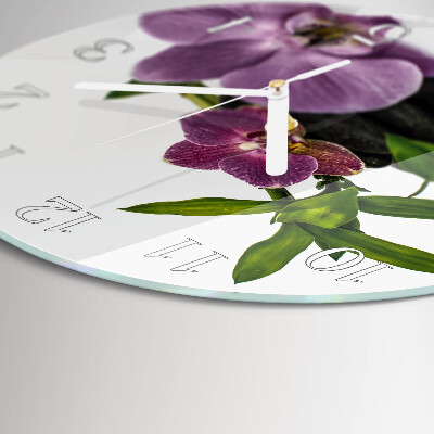 Ronde glazen klok Orchidee