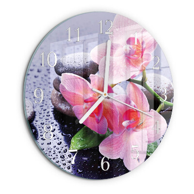 Ronde glazen klok Orchidee