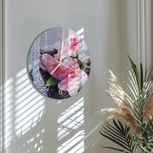 Ronde glazen klok Orchidee