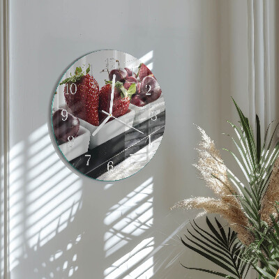 Ronde glazen klok Aardbeien