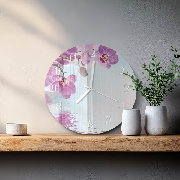 Ronde glazen klok Orchidee
