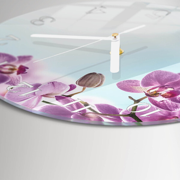 Ronde glazen klok Orchidee