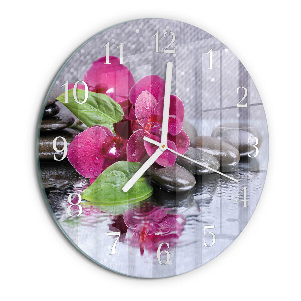 Ronde glazen klok Orchidee