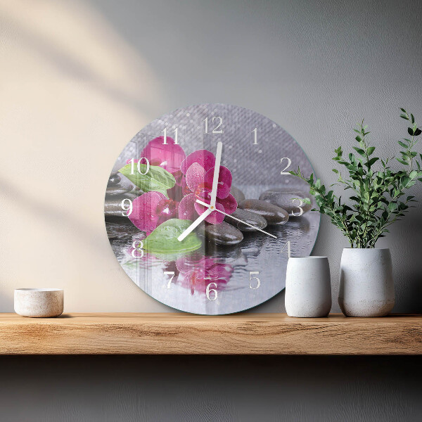 Ronde glazen klok Orchidee
