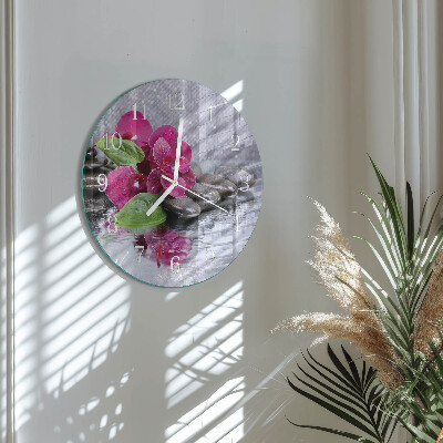 Ronde glazen klok Orchidee