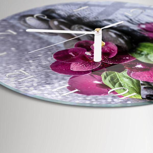 Ronde glazen klok Orchidee