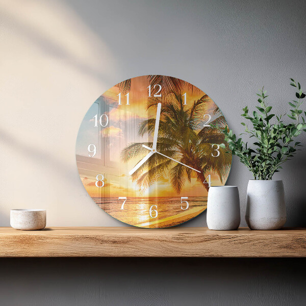 Ronde glazen klok Zonsondergang