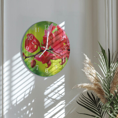 Ronde glazen klok Orchidee