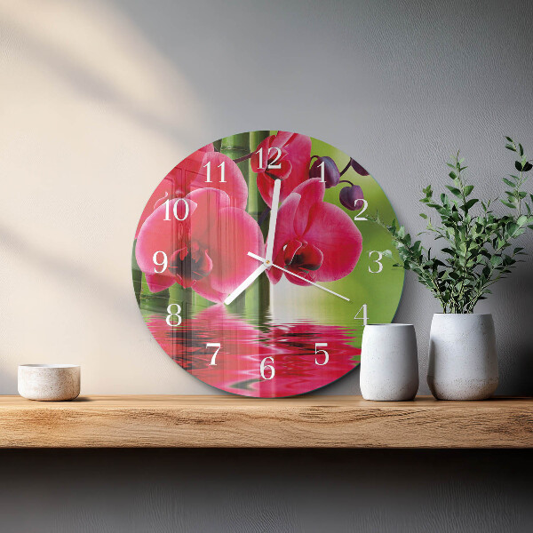 Ronde glazen klok Orchidee