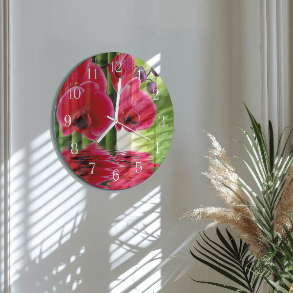 Ronde glazen klok Orchidee