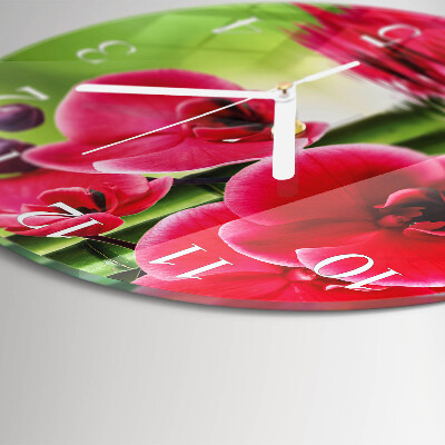 Ronde glazen klok Orchidee