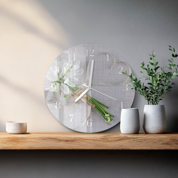 Ronde glazen klok Boeket bloemen